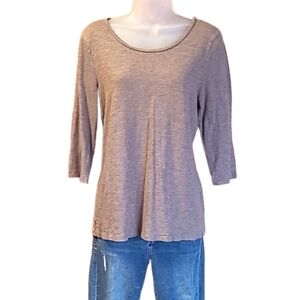 Gap Boatneck Dressy Casual Blouse Marbled Top Quarter Sleeve Shirt Jersey Tee Lg